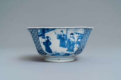 A Chinese blue and white square bowl, Chenghua mark, Kangxi