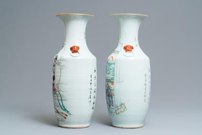 Two Chinese famille rose vases, 19/20th C.