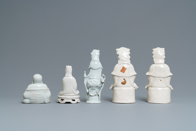 Five Chinese Dehua blanc de Chine figures, 19/20th C.