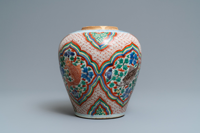A Chinese wucai vase with fish, Transitional period