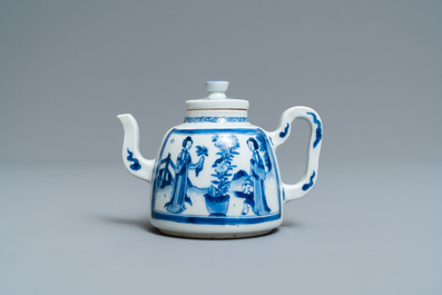 A Chinese blue and white 'Long Eliza' teapot, Yu mark, Kangxi