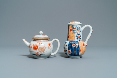 Two Chinese blue and white and two Imari-style teapots and covers, Kangxi/Qianlong
