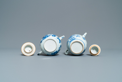 Two Chinese blue and white and two Imari-style teapots and covers, Kangxi/Qianlong