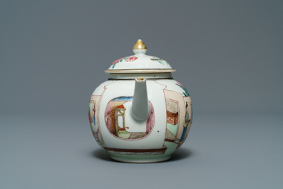 Une th&eacute;i&egrave;re et son couvercle en porcelaine de Chine famille rose, Yongzheng