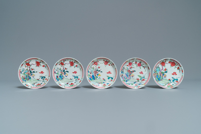 Un service &agrave; th&eacute; de 27 pi&egrave;ces en porcelaine de Chine famille rose &agrave; d&eacute;cor de paysages, Yongzheng/Qianlong