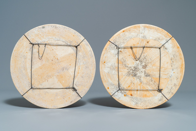 Five Chinese famille verte plaques with horses, 19th C.