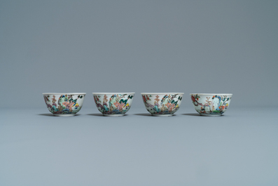 Un service &agrave; th&eacute; de 27 pi&egrave;ces en porcelaine de Chine famille rose &agrave; d&eacute;cor de paysages, Yongzheng/Qianlong