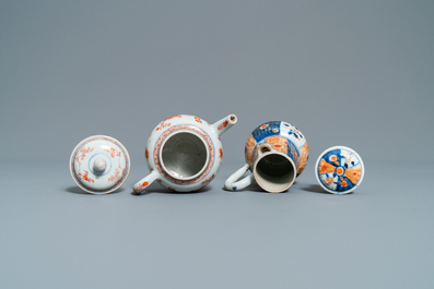 Two Chinese blue and white and two Imari-style teapots and covers, Kangxi/Qianlong