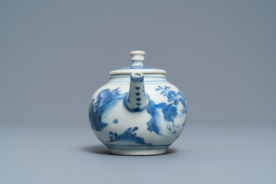 Een Chinese blauw-witte theepot met figuren, Hatcher cargo scheepswrak, Transitie periode