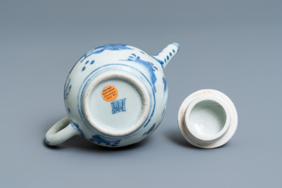 Een Chinese blauw-witte theepot met figuren, Hatcher cargo scheepswrak, Transitie periode