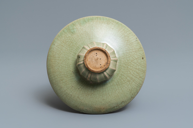 A Chinese Yaozhou celadon bowl with incised floral design, Song or later
