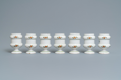 Twelve polychrome Italian pharmacy jars, Antonibon, Nove di Bassano, second half 18th C.