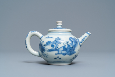 Een Chinese blauw-witte theepot met figuren, Hatcher cargo scheepswrak, Transitie periode