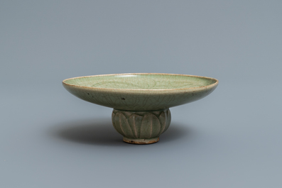A Chinese Yaozhou celadon bowl with incised floral design, Song or later