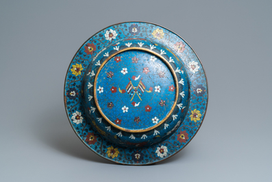 A large Chinese cloisonn&eacute; basin with a qilin, phoenixes and dragons, Republic