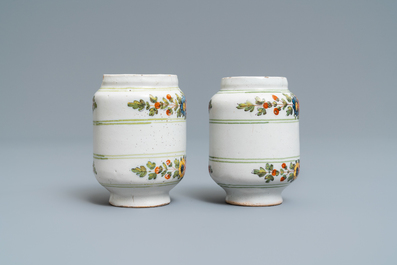 Twelve polychrome Italian pharmacy jars, Antonibon, Nove di Bassano, second half 18th C.