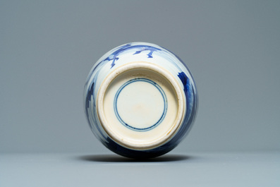 A Chinese blue and white 'deer and crane' vase, Kangxi