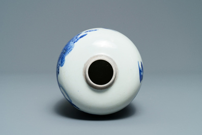 A Chinese blue and white 'deer and crane' vase, Kangxi