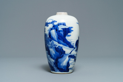 A Chinese blue and white 'deer and crane' vase, Kangxi