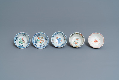 Eleven Chinese famille verte cups and saucers, Kangxi
