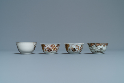 Twelve Chinese grisaille cups and eight saucers, Yongzheng/Qianlong