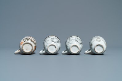 Twelve Chinese grisaille cups and eight saucers, Yongzheng/Qianlong