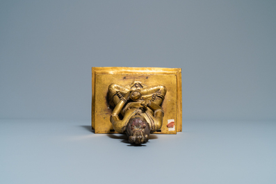 Une figure du Bouddha en bronze dor&eacute;, Sino-Tibet, 17/18&egrave;me