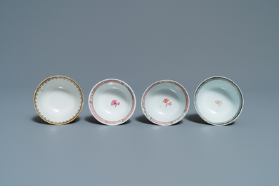 Twelve Chinese grisaille cups and eight saucers, Yongzheng/Qianlong