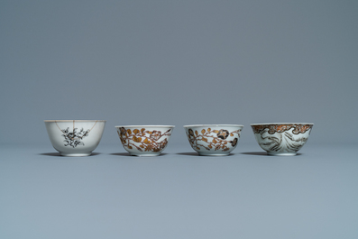 Twelve Chinese grisaille cups and eight saucers, Yongzheng/Qianlong