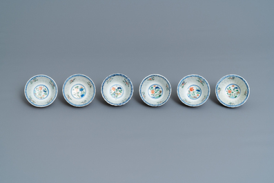 Eleven Chinese famille verte cups and saucers, Kangxi