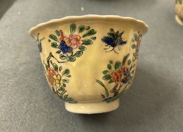 Eleven Chinese famille verte cups and saucers, Kangxi