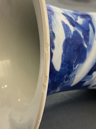 A Chinese blue and white 'deer and crane' yenyen vase, Kangxi