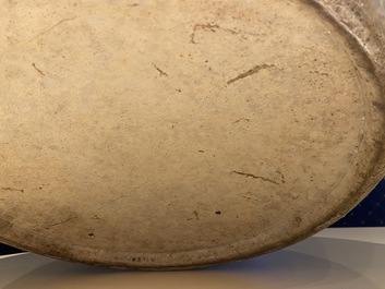 A large Chinese blue and white 'landscape' fish bowl, Qianlong