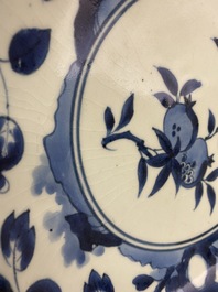 A Japanese blue and white Arita 'pomegranates' dish, Chenghua mark, Edo, 17/18th C.