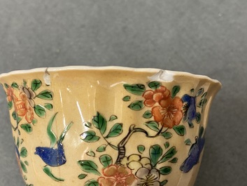 Eleven Chinese famille verte cups and saucers, Kangxi