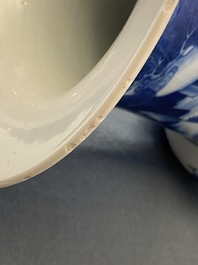 A Chinese blue and white 'deer and crane' yenyen vase, Kangxi