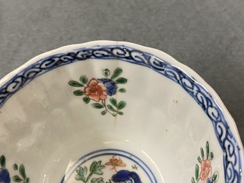Eleven Chinese famille verte cups and saucers, Kangxi