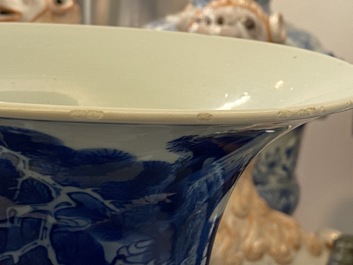 A Chinese blue and white 'deer and crane' yenyen vase, Kangxi