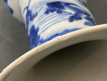 A Chinese blue and white 'deer and crane' yenyen vase, Kangxi