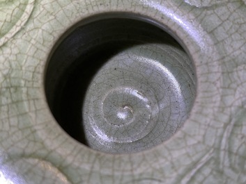 A Chinese Yaozhou celadon bowl with incised floral design, Song or later