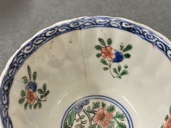 Eleven Chinese famille verte cups and saucers, Kangxi