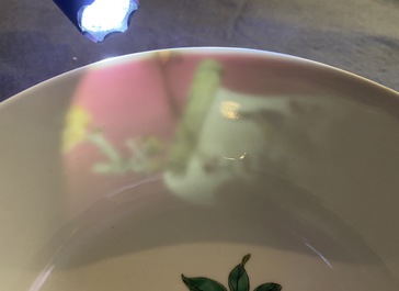 A fine Chinese famille rose ruby ground bowl, Yongzheng