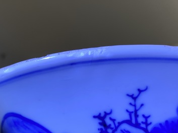 A Chinese blue and white 'deer and crane' yenyen vase, Kangxi