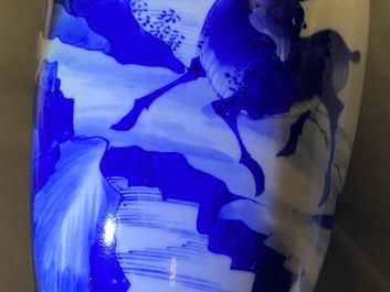 A Chinese blue and white 'deer and crane' vase, Kangxi