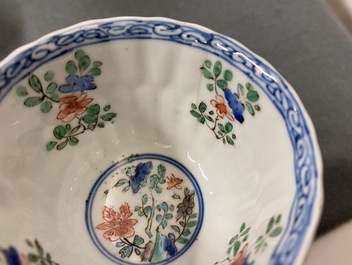Eleven Chinese famille verte cups and saucers, Kangxi