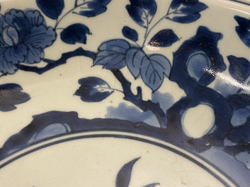 A Japanese blue and white Arita 'pomegranates' dish, Chenghua mark, Edo, 17/18th C.