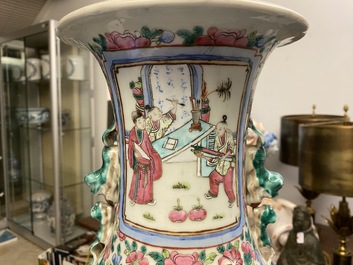 Two Chinese famille rose vases, 19th C.