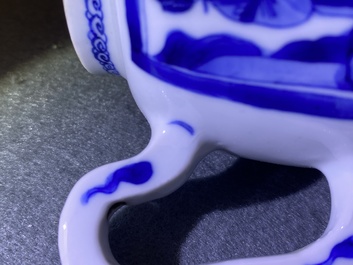A Chinese blue and white 'Long Eliza' teapot, Yu mark, Kangxi