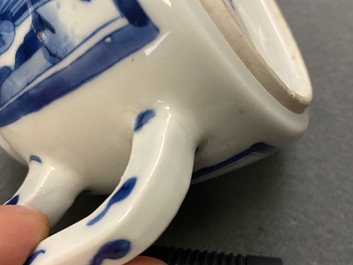 A Chinese blue and white 'Long Eliza' teapot, Yu mark, Kangxi