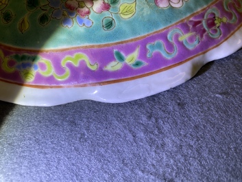 A Chinese famille rose lobed dish on foot for the Straits or Peranakan market, 19th C.